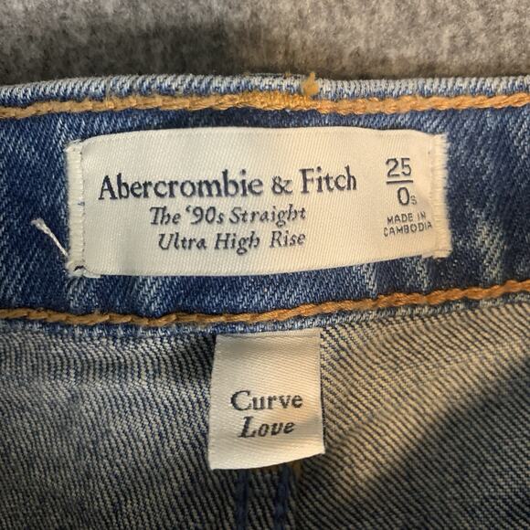 Abercrombie & Fitch Jeans  25/0s Short CURVE LOVE 90s Straight Ultra High Rise - Picture 6 of 10